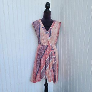 BCBG MAXAZRIA WOMEN'S Purple ORANGE DRESS Stretch WRAP CORAL ELEGANT XS